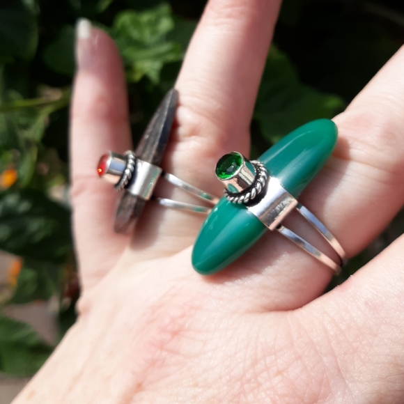 ***Bundle Sale*** New 2 Ring Jasper, Garnet, Agate Silver Rings. - Picture 3 of 8